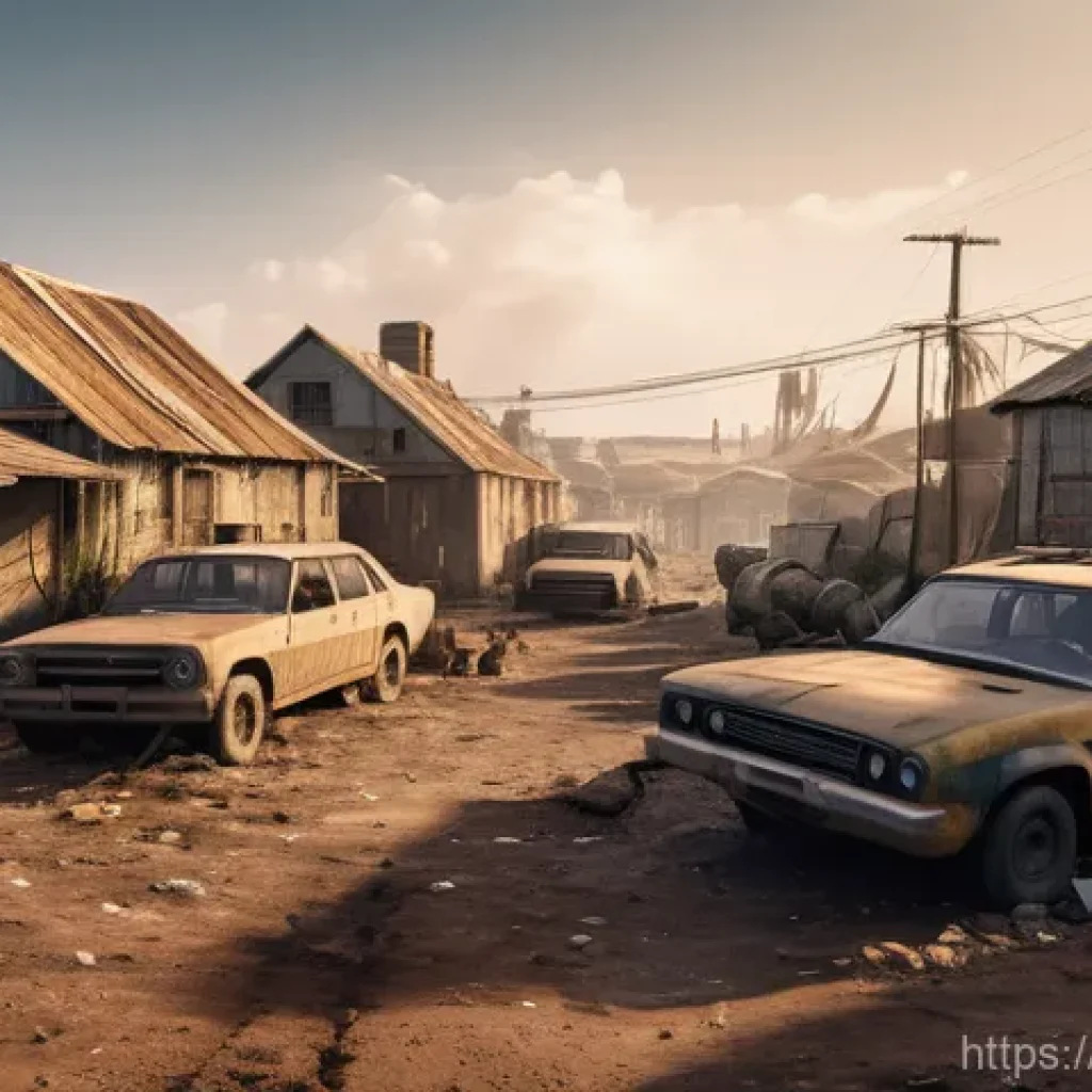 에이지오브제트 개인 업적 달성법 - **Post-Apocalyptic Resource Gathering**: A panoramic shot of a bustling, self-sufficient post-apocal...