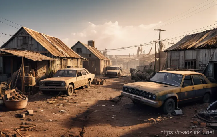 에이지오브제트 개인 업적 달성법 - **Post-Apocalyptic Resource Gathering**: A panoramic shot of a bustling, self-sufficient post-apocal...
