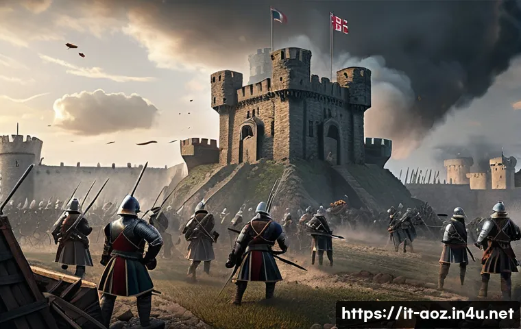 에이지오브제트 공성 무기 선택 - A detailed battlefield scene showcasing a medieval siege with a diverse array of siege weapons: cata...